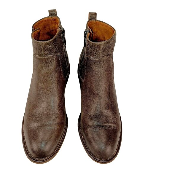 Franco Sarto Chelsea Boot Side Zip Taupe Block Flat Womens Leather Shoe Size 7.5 - Picture 2 of 11